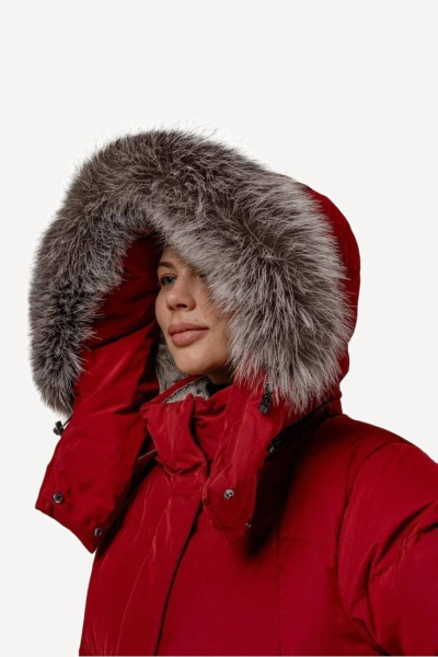 Пальто пуховое Глория Nordic Goose мех ЧБК (Женский; 48; Красный)